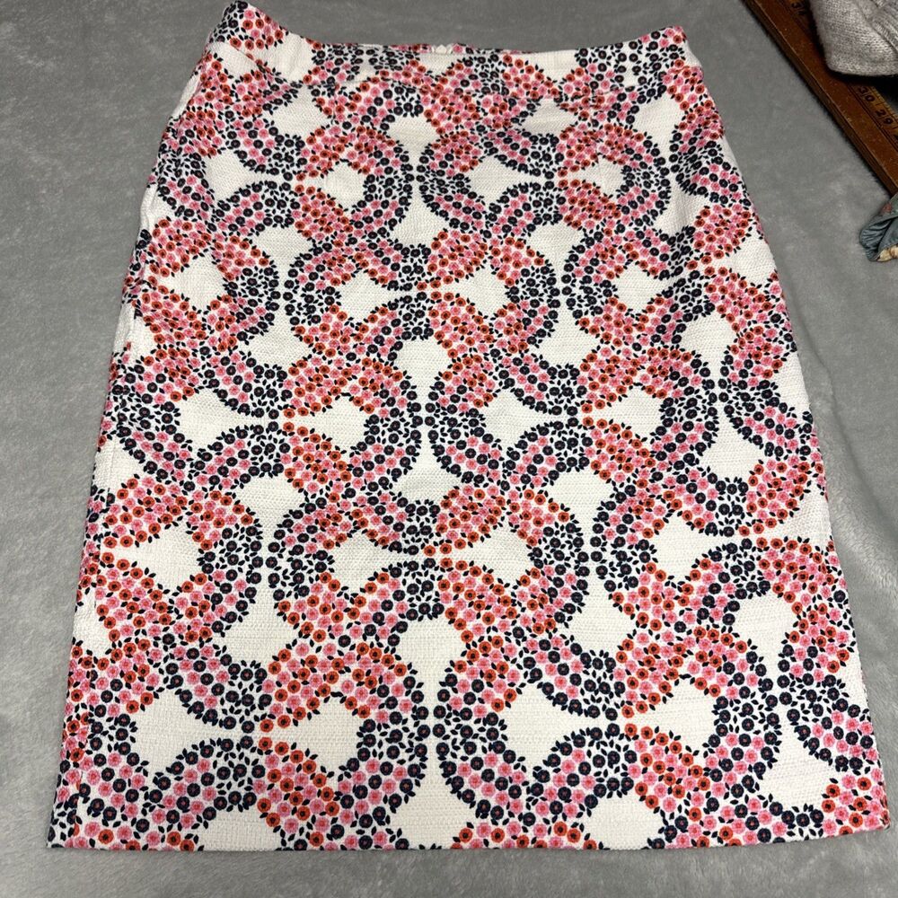 Boden Pencil Skirt  Womens 8 Pink Navy Floral Printed Cotton